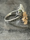 VINTAGE CNA ORANGE JADE MOTHER OF PEARL FLOWER STERLING SILVER 925 RING — photo 4