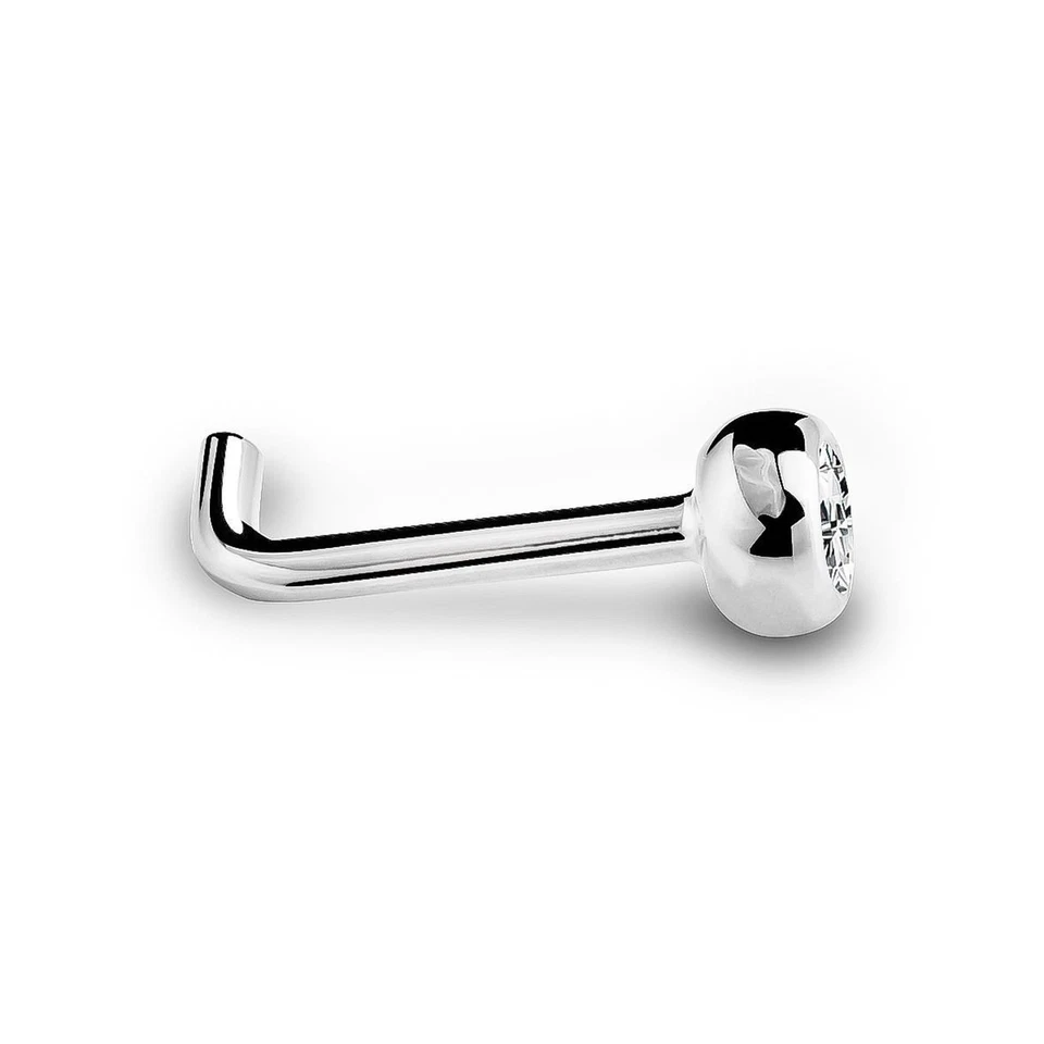 Anel de nariz de ouro branco 14K FreshTrends com moldura nivelada - 18 Ga... - Imagem 3 de 4