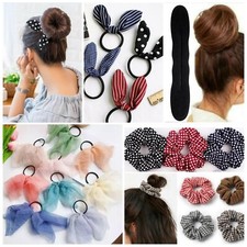Hair Scrunchies Stripes Polka Dot Wire Bunny’s Ears Elastic Hair Band Rings *UK*