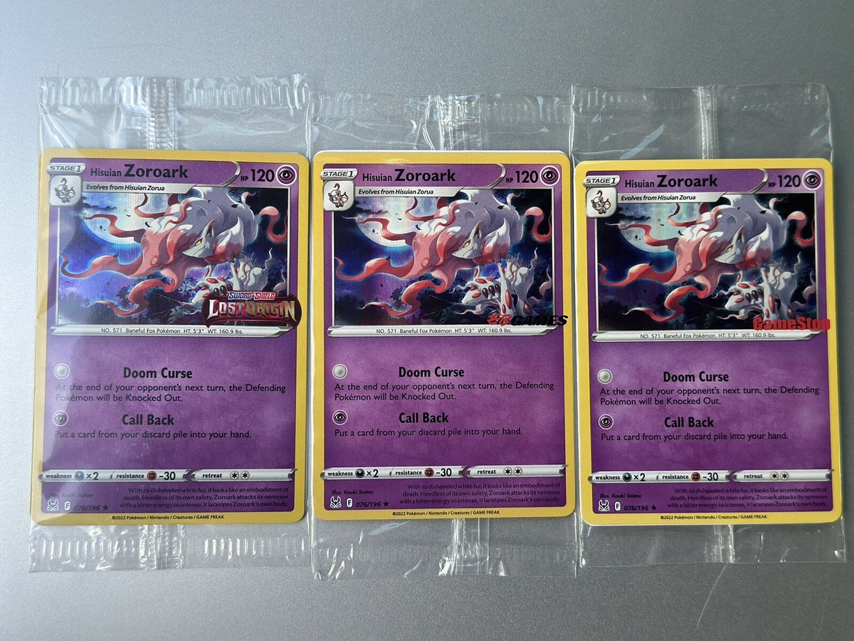 EB Games Hisuian Zoroark 076/196 Lost Origin GameStop Stamped