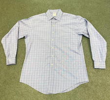Brooks Brothers Button Down Shirt Men's 16.5-33 Blue Plaid Slim Fit Non-Iron
