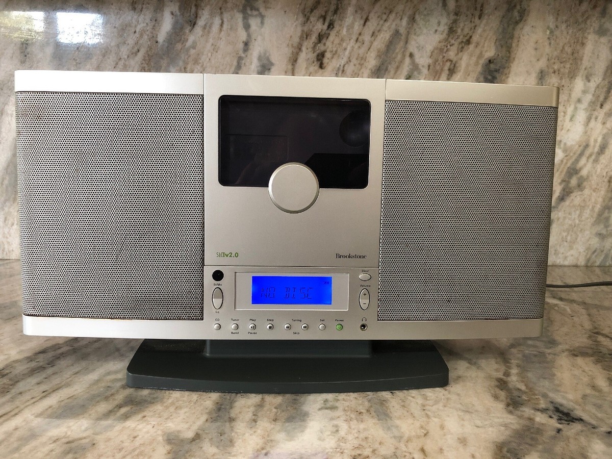 BROOKSTONE SLCDv2.0 CD PLAYER AM FM CLOCK RADIO AUDIO STEREO