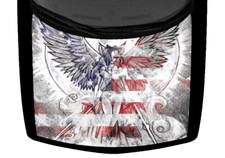 Anime Cat Angel Warrior Truck Hood Wrap Vinyl Car Graphic Decal USA Flag