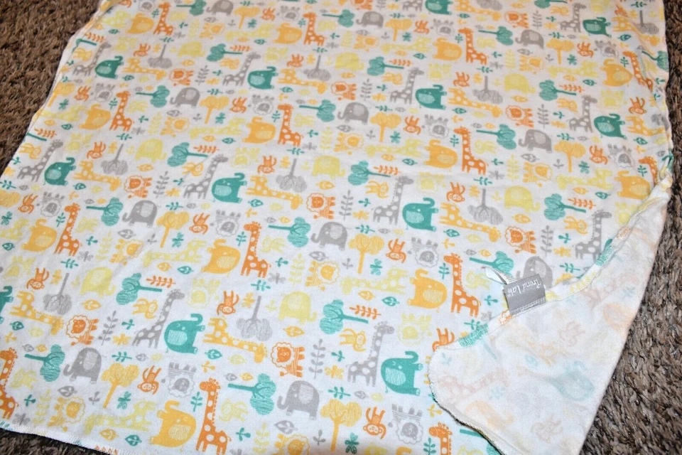 K6 TREND LAB Safari jungle Zoo Animals Cotton Flannel Receiving Baby Blanket - Image 2 of 2