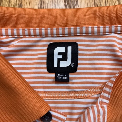 Polo de golf Footjoy para hombre talla XL rayas naranjas patio - Imagen 3 de 9