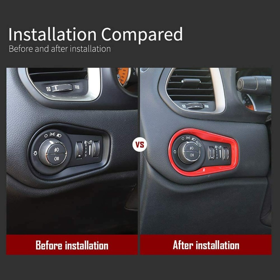 Red ABS Headlight Switch Trim Cover For Jeep Renegade 2015+ – Interior Decor Accessory