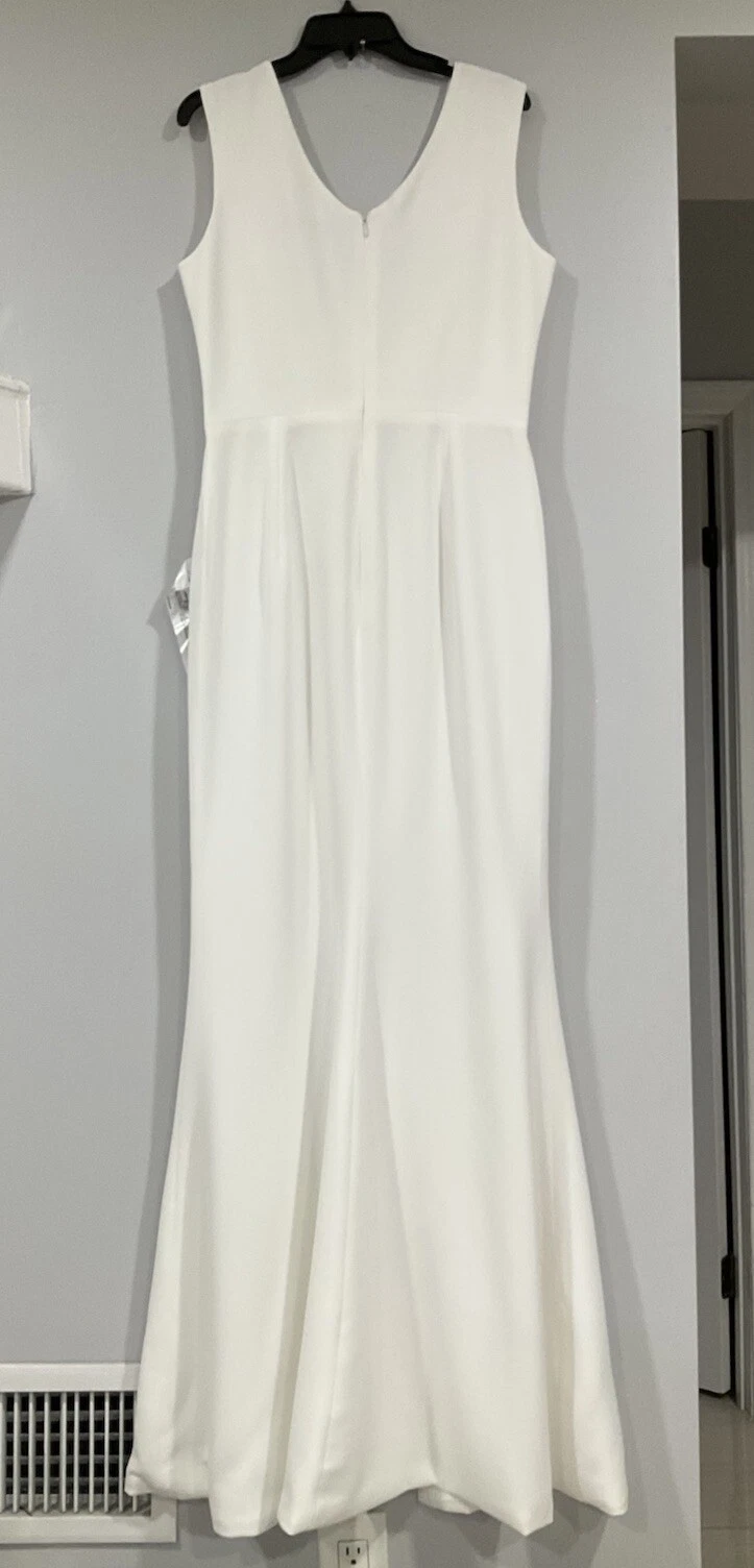 OFF WHITE ABITO LA POPOLAZIONE Sandra abito a tromba vestito in crepe bianco sporco taglia L
