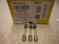 Bussmann Fast Acting Fuse 6A 250V BK/AGC-6-R 10pk 