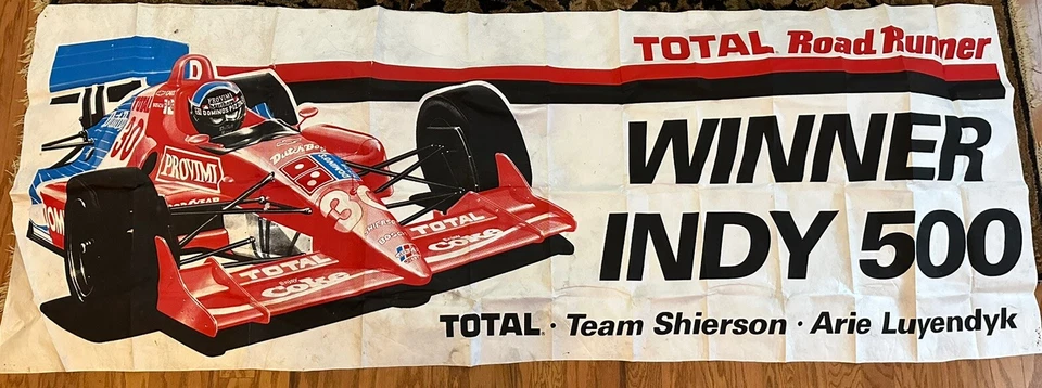 Arie Luyendyk INDY 500 winner  Banner  3.5' x 7.5'  Total Road Runner Dominos 90 - Image 2 of 4