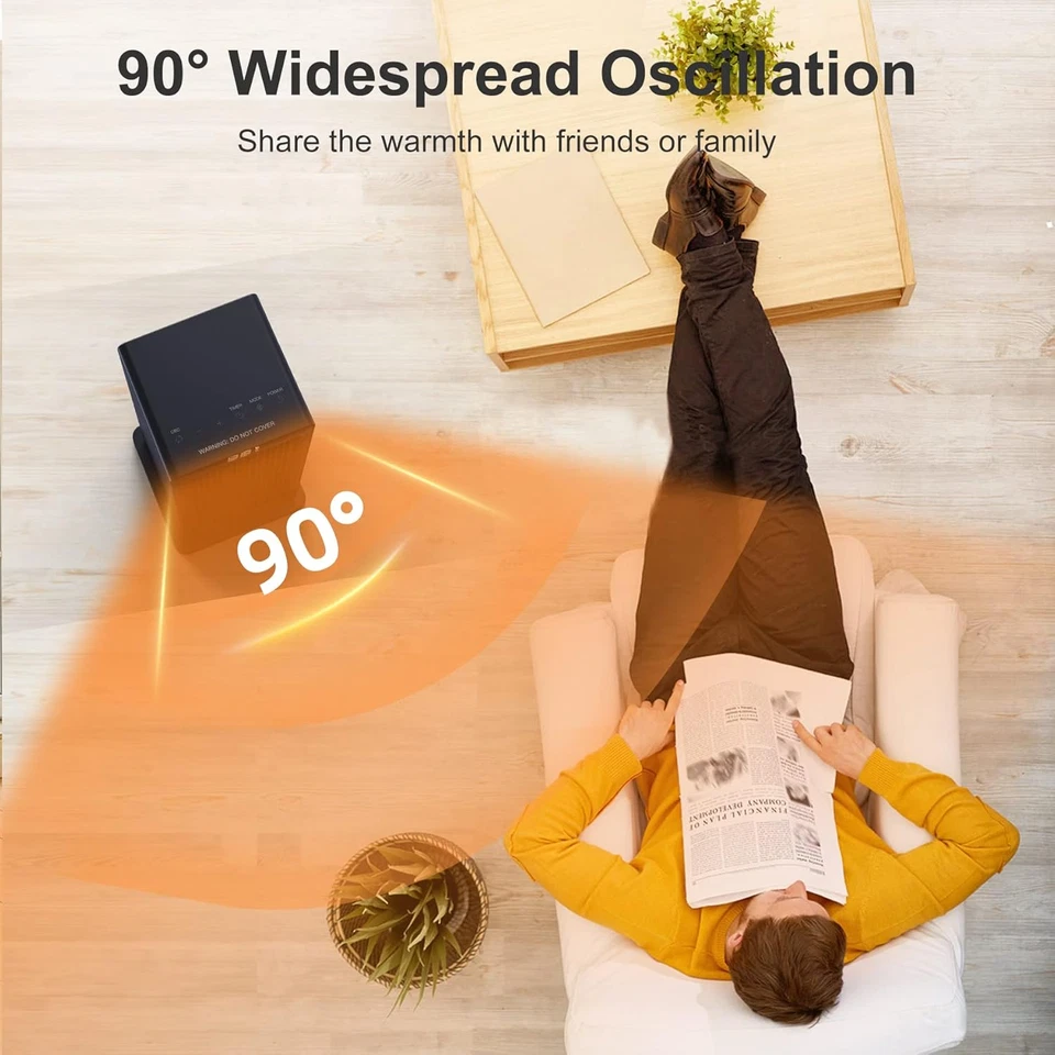 Termoventilatore 2000w, ECO Stufetta Elettrica basso consumo, PTC, 24h Timer, Os - Immagine 4 di 4