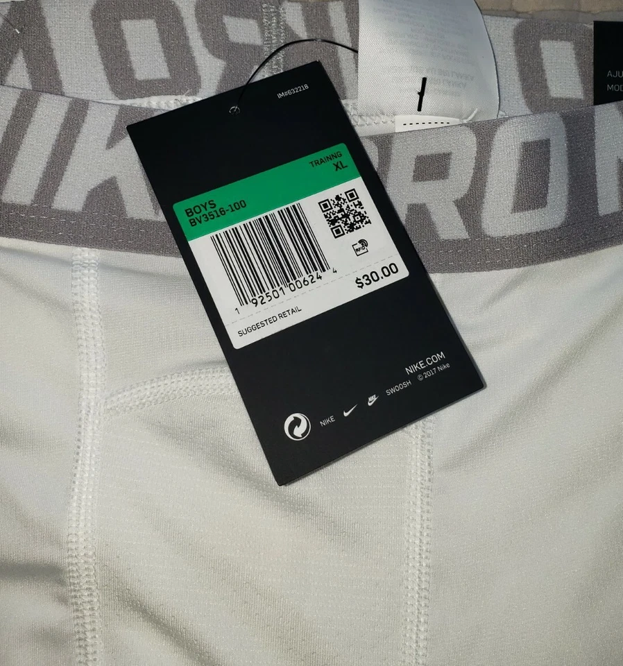 Nike Boys' Pro Dri-Fit Training Tights BV3516-100 WHITE XL - Image 4 of 4