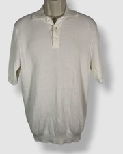 Brunello Cucinelli Men's White Cotton Short-Sleeve Sweater Polo Shirt Size 50