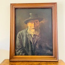 Tableau Portrait ancien 19ᵉ siècle – Huile sur toile – Grand format 90x73 cm