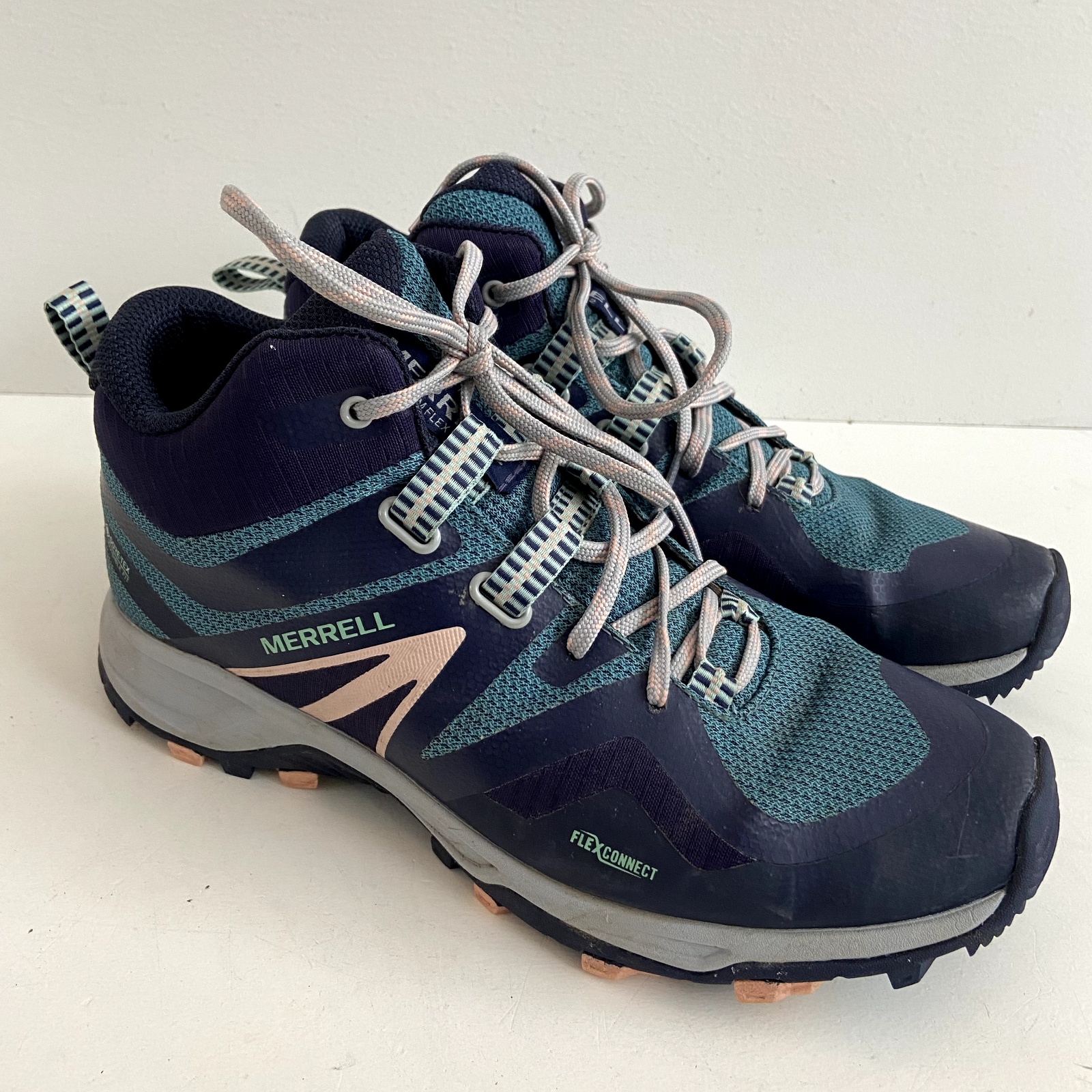 Stivali da trekking blu acqua Merrell MQM Flex 2 Mid GTX taglia 10 Gore Tex