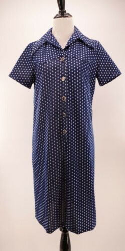 Mod blue polka-dot pan collar shift dress