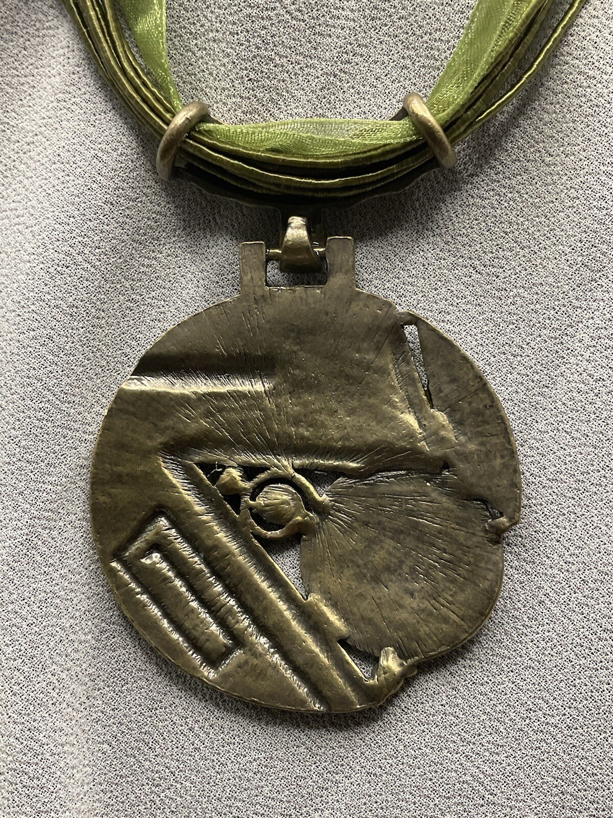 Vintage Statement Aztec Looking Medallion Necklac… - image 3