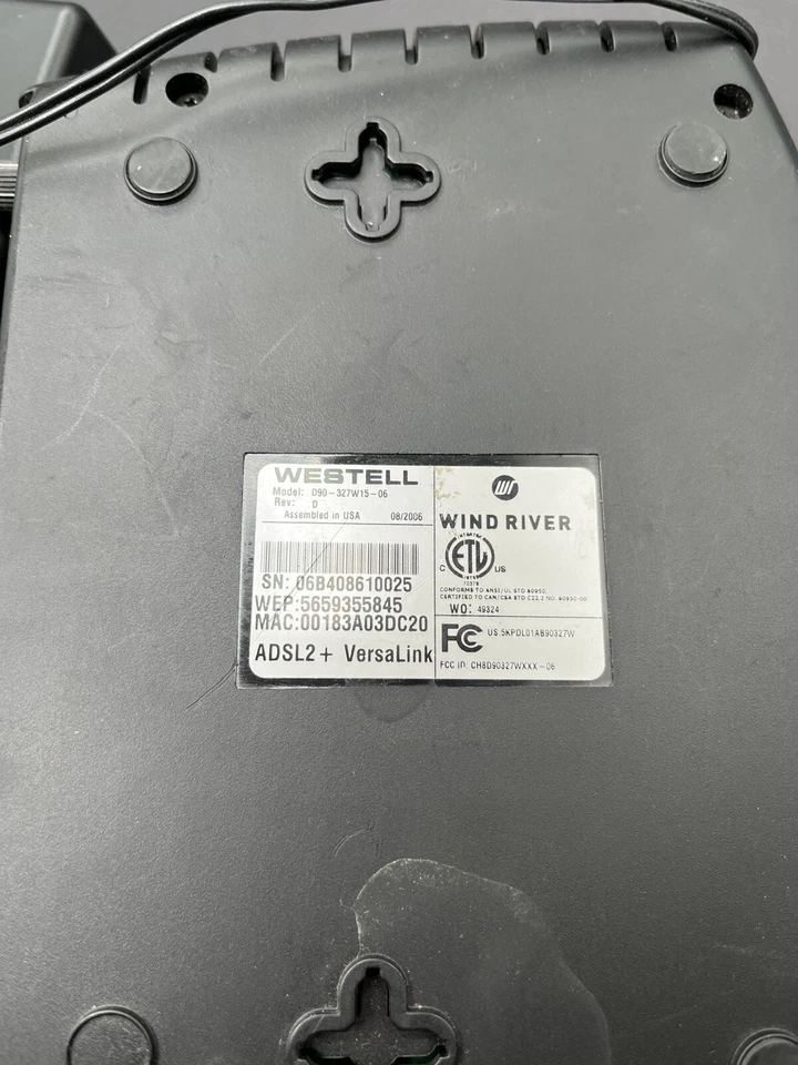 WESTELL VersaLink 327W Gateway Modem Router A90-327W15 (Wireless DSL) Used - Image 4 of 4