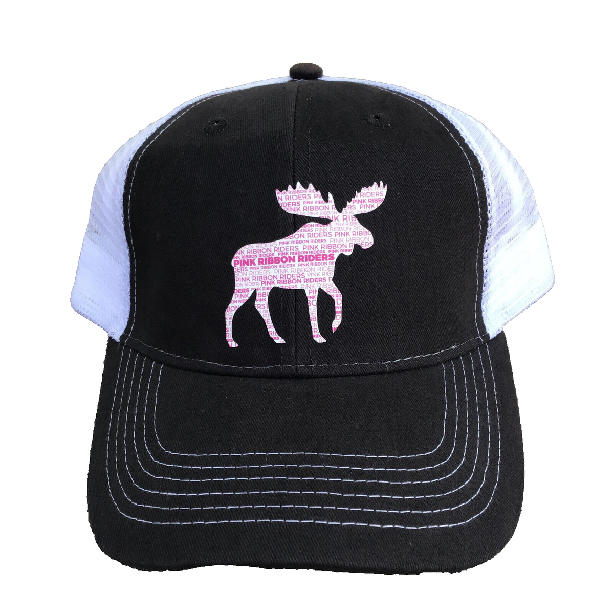 Pink Ribbon Riders Moose Sample Snapback Mesh Trucker Hat Quake