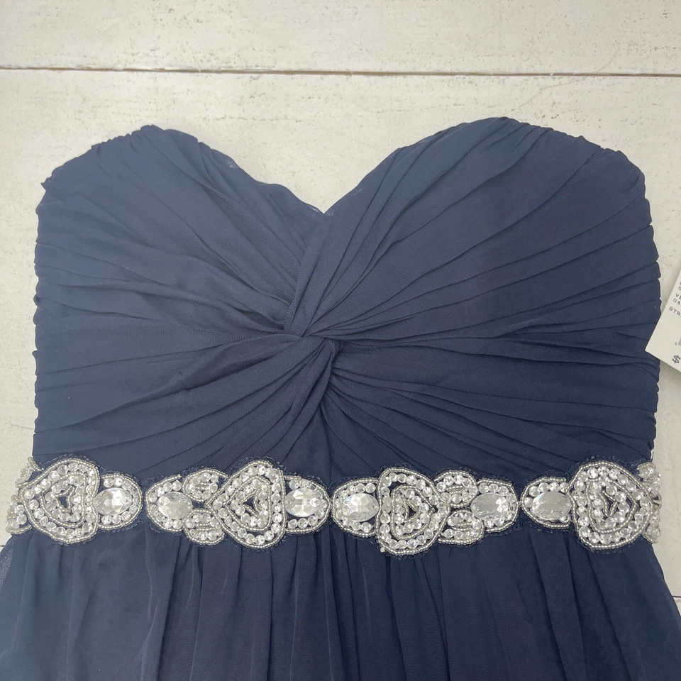 Davids Bridal City Triangles 海军蓝宝石腰连衣裙女式 5 码全新* — 第 2/4 张图片