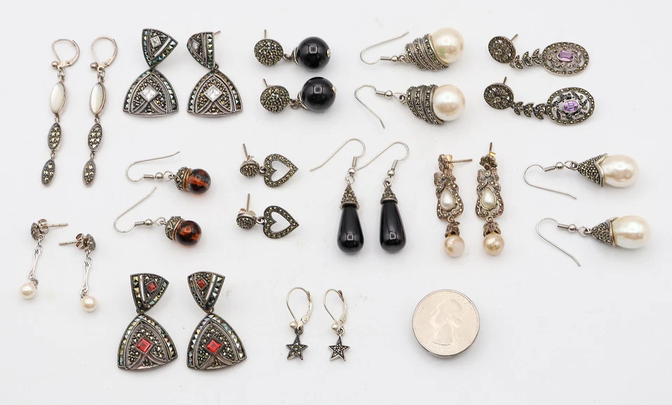 Lote de 13 Pendientes Multipiedra Judith Jack Plata de Ley 121 Gramos Foto 3 de 3