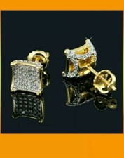 2Ct Round Cut Simulated Diamond Cluster Stud Earrings 14K Yellow Gold Plated