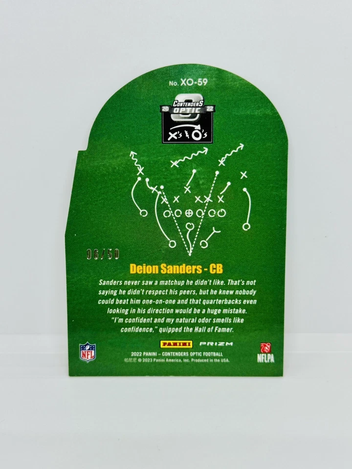 2022 Contenders Optic DEION SANDERS Xs & Os Orange Prizm /50 Falcons - Image 2 of 2