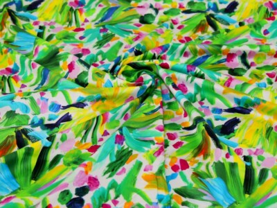 Minerva Exclusive Brushstroke Blooms Baumwollsatin Stoff - POD - pro Meter