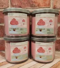 PINK PETAL TEA CAKE 3 Wick Candle x4 Bath & Body Works White Barn