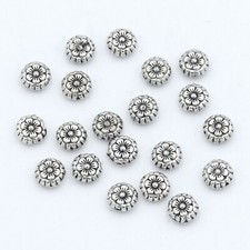 Antiqued Silver Style Flower Beads Finding For Jewelry Crafting 20 Pieces