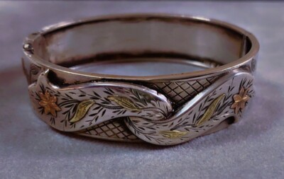 Jugendstil Armband Silber Jonc geschnitzt Antikschmuck Goldarmband