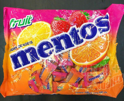 MENTOS Fruit Candy Lemon Orange Strawberry Chewy Dragees Enjoy Gift 100 PCS 270g