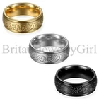 8MM Stainless Steel Florentine Design Men Women Wedding Ring Band Size 7-13