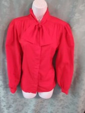 Vintage 80's Alicia Career Blouse Size 10 Bow Secretary