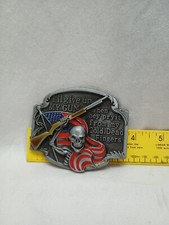 Mens Western Cowboy Belt Buckle Rodeo Style Wear - I Will Give Up My Gun US Flag
