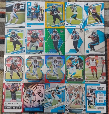 DJ Moore Cards - 20 Card Lot from 2019-2022 w/ inserts - NMT-MT - Chicago Bears