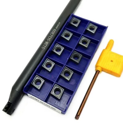 S12M-SCLCR09 CNC Lathe Turning Tool Holder + 10Pcs CCMT09T304 NN Carbide Inserts