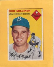 1954 Topps #177 Bob Milliken Brooklyn Dodgers VG Very Good Lot#20614