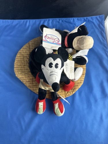 DISNEY Mickey Mouse Classic Comic Set 3 Bean Bag Plush In Hat With Tags 8" - Picture 5 of 7