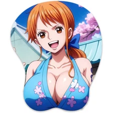 3D Mousepad Oppai Mouse pad with Wrist Rest Pain Relief Anime Mouse Mat Nami
