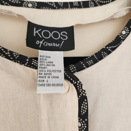 Koos Of Course Womens Linen Jacket L Neutral Tan Beige Lightweight Embroidered - Picture 2 of 12