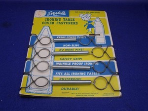 Vintage Evertite Ironing Table / Board cover fasteners.with display card NOS