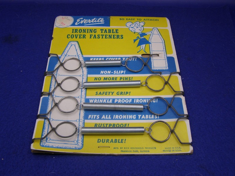 Vintage Evertite Ironing Table / Board cover fasteners.with display card NOS