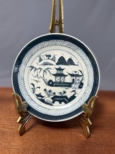 Chinese blue white pagoda plate transferware scenic porcelain dish