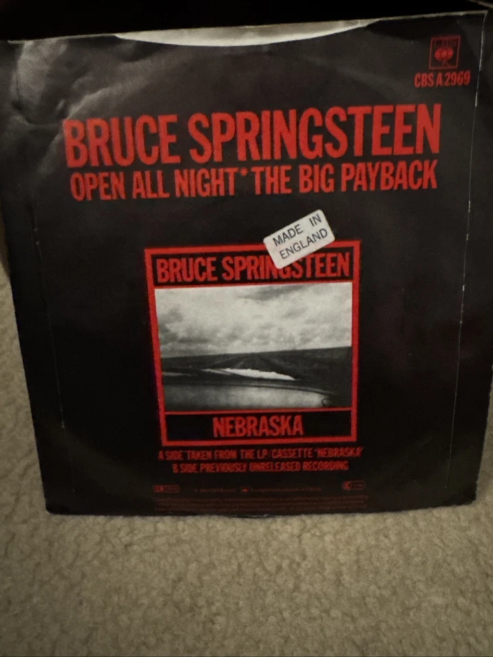 BRUCE SPRINGSTEEN OPEN ALL NIGHT  7 VINYL 45 UK IMPORT PS RARE 1982 CBS RARE - Image 2 of 4