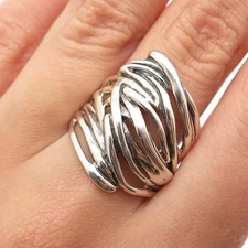 HAGIT GORALI 925 Sterling Silver Vintage Israel Modernist Nest Ring Size 8.25