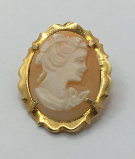 Vintage 925 Stg Silver Gold Plated Carved Shell Cameo Brooch Pendant J13 P840