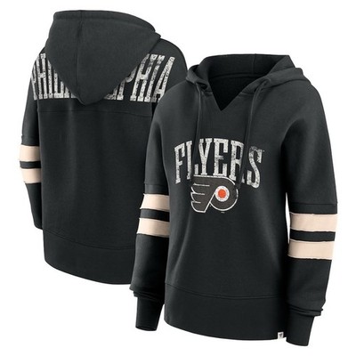 Philadelphia Flyers Fanatics Black Bold Move Dolman V-Neck High Hip Hoodie 2XL