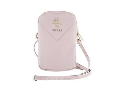 Guess ZIP Leder Triangle Handytasche Pink mit 4G Logo