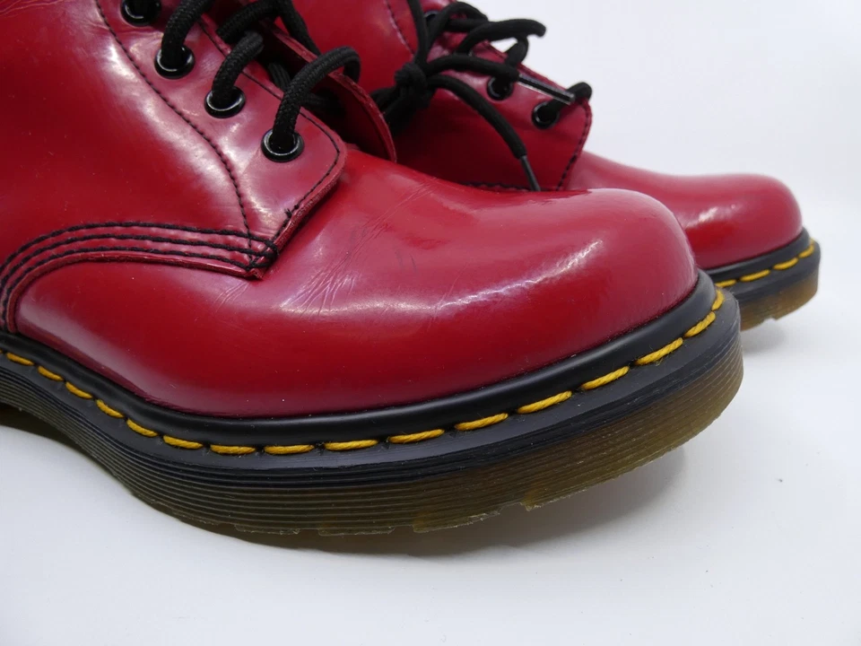 Botas con cordones Dr. Martens para mujer 1460 W charol - rojas - AW004 talla 8 Foto 2 de 4