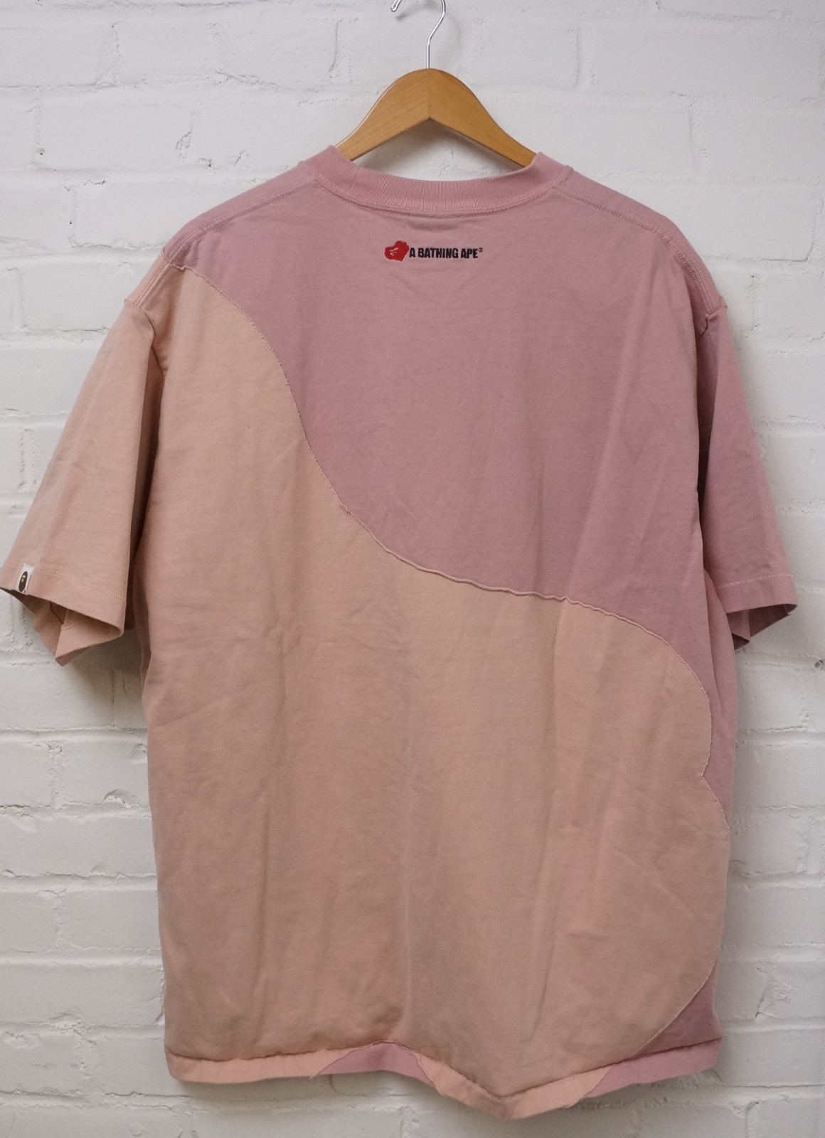 Authentic BAPE Ape Head Patch Oversized Tee Pink … - image 2